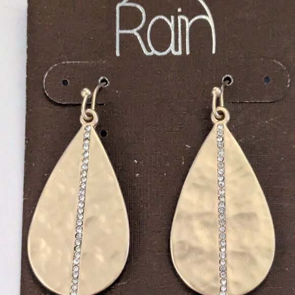RAIN Matte Crystal G Stripe Tear Drop Pierced Earrings - Picture 1 of 2